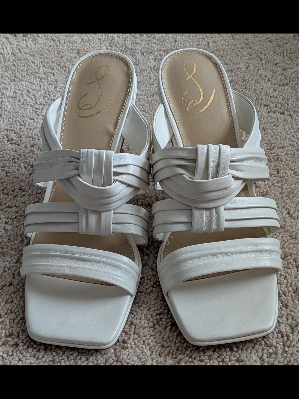 Sam Edelman Karsten White Leather Braided-Strap Slide Mules. 10M New With Box
